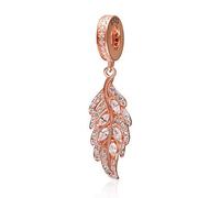 Rose Gold Feder Charm 925 Sterling Silber Engel Charm Jubiläum Charm Glücksbringer für Pandora Charm Armband