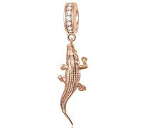Rose Gold Krokodil baumeln Charms, passt Pandora Schlange Kette Armband, 925 Sterling Silber Alligator Anhänger Tier Perlen, Geburtstag/Weihnachten Geschenke für Kinder/Mädchen/Cousine