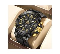(Rose gold, pack-5) LIGE New Fashion Men's Watch 50M Waterproof Luminous Sport Quartz Watch Automatic Date Timing Wristwatch