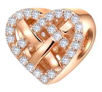 Rose Gold Valentinstag Charms fit europäischen Armband, Paar Liebhaber, Smiley Gesicht Rose Blume Mondsichel Sterne Herzschlag geknotet Herz Charm in Sterling Silber, Geschenke für Familie/Geburtstag