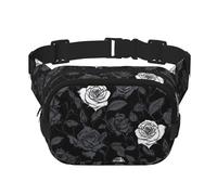 Rose Gothic Bauchtasche für Damen, wasserdicht, verstellbar, Hüfttasche, modisch, lässig, Umhängetasche, Bauchtasche für Laufen, Workout, Wandern, Reisen, Schwarz, Einheitsgröße, Schwarz ,
