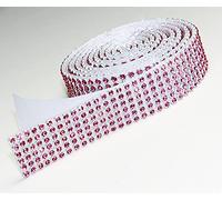 Rose Mesh Strassband Borte SS8 SELBSTKLEBEND Breite wählbar, 1,15m lang, Strasssteine Rosa 6 reihig / 20 mm x ca. 1150mm