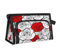 Rose Reise-Kulturbeutel für Damen, Herren, Mädchen, Jungen, Schwarz und Weiß, Rose, multifunktionale Make-up-Tasche, Kosmetik-Organizer, Duschtasche, farbe, M, Taschen-Organizer