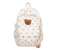 ROSEEONNE Niedlicher Rucksack mit Blumenmuster, Bär, Schüler-Schultasche, adrette Laptoptasche, geeignet for tägliche Reisen, Freizeitreisen und den Schulanfang(Big flowers)