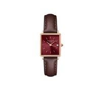 ROSEFIELD Damenuhr Boxy XS Burgundy Sunray Dark Brown Leather Rose Gold QBBLR-Q56