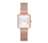 Rosefield Boxy XS Damenuhr mit roségoldfarbenem Edelstahl-Mesh-Armband 24mm