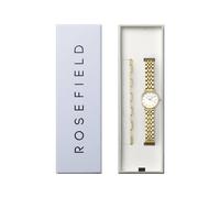 ROSEFIELD Damen Set Uhr Small Edit White Gold + Hammered Chainlink Armband Gold Edelstahl 26WGSG-X278