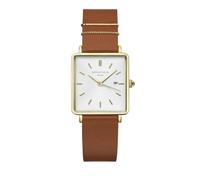 ROSEFIELD Damenuhr Boxy Braun Leder Gold eckig