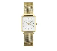 Rosefield Damenuhr The Boxy XS Gold 22 * 24mm Quadratisches Gehäuse mit Weißem Zifferblatt und Gold Band - QMWMG-Q039