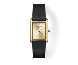 ROSEFIELD Damenuhr Heirloom Modern Champagne Dial Gold Black Leather HCBLG-H07