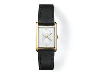 ROSEFIELD Damenuhr Heirloom Modern White Dial Gold Black Leather HWBLG-H06