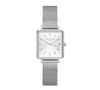 Rosefield Damenuhr The Boxy XS Gold 22 * 24mm Quadratisches Gehäuse mit Weißem Zifferblatt und Gold Band - QMWMG-Q039