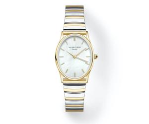 ROSEFIELD Damenuhr The Oval White MOP Half-Moon Steel Duotone OVWDSG-OV17