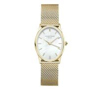 Rosefield Oval Damenuhr - Gold Mesharmband - Damen Uhr mit Weißem Zifferblatt - Edelstahl - 3ATM Wasserfest - Eleganter Alltag Luxus