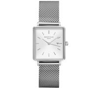 Rosefield Boxy Damenuhr mit silberfarbenem Edelstahl-Mesh-Armband 24mm