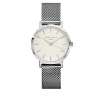 Rosefield Tribeca Damenuhr mit silberfarbenem Edelstahl-Mesh-Armband 33mm