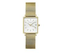 Rosefield Damenuhr The Boxy XS Gold 22 * 24mm Quadratisches Gehäuse mit Weißem Zifferblatt und Gold Band - QMWMG-Q039