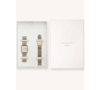 ROSEFIELD Uhren-Set Boxy XS White Sunray Gold + Mesh Gold Strap BMWMG-X240