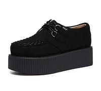 RoseG Damen Schnürschuhe Flache Plateauschuhe Gote Punk Creepers Schuhe Schwarz 35.5