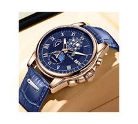 (Roségold blau) LIGE Mode Automatische Datum Männer Quarz Uhren Top Marke Luxus Männlichen Uhr Chronograph