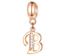 Rosegold Buchstabe B Charms passend für Pandora Letter Moments Armbänder, Initial B Alphabet Anhänger Perlen, 925 Sterling Silber Dangle CZ, Geschenk für große Schwester/Bruder/Geburtstag