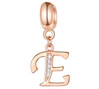 Rosegold Buchstabe E Charms Alphabet Perlen, 925 Sterling Silber Initial E Dangle CZ Geburtsstein Halskette Anhänger, passend Pandora Letter Armbänder für Mama/Liebhaber/Ostern Geschenke