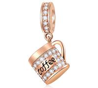 Rosegold Kaffeetasse Charms passen Pandora Erste Muttertag Armband, 925 Sterling Silber Kaffee Tasse Anhänger, Starbucks Coffee Kaffeebecher Perlen, Geschenk für Weihnachten/Valentinstag