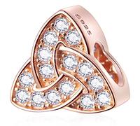 Rosegold Keltische Dreifaltigkeit Knoten Charms, fit Pandora Irisch Armband, 925 Sterling Silber Irish Unendlichkeit Charm, Irland Celtic Trinity Knot CZ Perlen, Geschenke für Tante/beste Freundin