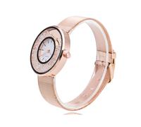 (Roségold) Liebhaber-Quarzuhr, zarte Diamanten, rundes Zifferblatt, Armbanduhr, Luxus-Business-Legierung,