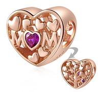 Rosegold Mama Charm, Stammbaum der Liebe Herz Mom Perlen in 925 Sterling Silber, Familienbaum Mum Charms passen Pandora Muttertag Armband, Geschenk für Nana/Tante/Cousin/Nichte
