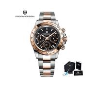 (Roségold schwarz) PAGANI DESIGN Herrenuhren Top-Marke Luxus Herren Quarz Armbanduhr Männer Edelstahl