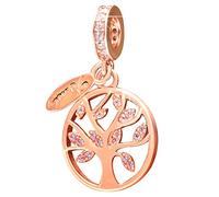 Rosegold Stammbaum Dangle Familien Stammbaum Charms passen Pandora Familie Armband, 925 Sterling Silber Weihnachtsbaum Anhänger, Family Tree/Roots CZ Perlen, für Mama/Oma/Weihnachten Geschenk