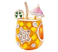 Rosegold Strand Ananas Getränk Charms, passen Pandora Hawaii Sommer Armband, 925 Sterling Silber Beach Frucht Drink Perlen, Urlaub Geschenk für Tochter/Sohn/Schwester, Tante/Nichte/Cousin