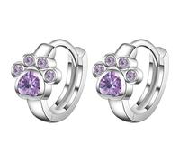 RoseJeopa 925 Silber Kinder Ohrringe Damen Katzenpfote Lila Zirkonia Ohrringe Ohrstecker Silber 925 Knorpel Ohrringe Schmuck für Frauen Mädchen