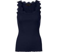 Rosemunde Seidentop Babette mit Spitzenbesatz S Navy