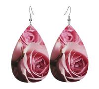 Rosen-Ohrringe für Damen, tropfenförmig, Leder, doppelseitig, baumelnde Ohrringe, leicht, Damen-Ohr-Accessoires, Schmuck, Mode, Geburtstagsgeschenk