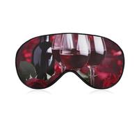 Rosen und Gläser Rotwein-Augenmaske, seitliche Schlafmaske, leichte Augenbinde, Schlafmaske, Nasenpolster und Gummiband für Kinder, Frauen und Männer