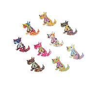 rosenice 50pcs Hunde Holz Knopf 2 Loch Painted Knöpfe Set für Kleidung Kunst Nähen Handwerk