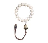 Rosenkranzarmband, Handgefertigtes Armband aus weißer Jade mit Bodhi-Wurzelperlen und Quasten, Buddha-Perle for Meditation Gebet