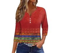 Rosennie Angebote des Tages Heute Damen Damen Bluse 3/4 Arm Trachtenbluse Damen Weißes T-Shirt Damen Locker Umstandsmode Sommer Damenoberteile Lila Tshirt Damen Mittelalter Bluse Damen (Braun, M)