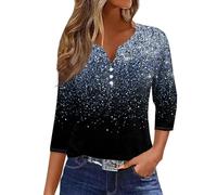 Rosennie Angebote des Tages Heute Damen T Shirt Damen 3/4 Arm Sommer Basic Shirt Damen Shirt Damen 3/4 Arm Sommer Top Longbluse Damen Sommer Poloshirt Oversized Damen Bluse Schwarz Damen (Marine, M)