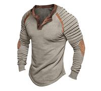 Rosennie Basic Shirt Herren Hemd Weiss Herren Funktionsshirt Rundhals Einfarbiges Halbe Druckknopf Henley Shirt Slim Fit Muskelshirts Gerippt Cuff Compression Shirt (Light Gray, M)