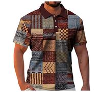 Rosennie Henley Shirt Herren Freizeithemden Für Herren Haweihemd Reverskragen Checkered Druck Knopfleiste Golf Shirt Kurzarm Slim Fit Baseball Shirt Sommer T Shirt Poloshirt Herren (Dunkelgrau, M)