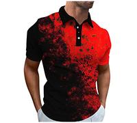 Rosennie Henley Shirt Herren Herren Hemd Schwarz Herren Shirts Reverskragen 3D Druck Halbe Knopfleiste Golf Shirt Kurzarm Slim Fit Baseball Shirt Sommer T Shirt Herren Polohemd (Wein, S)