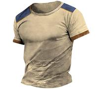 Rosennie Herren T-Shirt Extra Lang Hippie Hemd Herren Herren Kleidung Rundhals Einfarbiges Raglanärmel Muskelshirts Slim Fit Sport Shirt Regular Fit Combat Shirt Leinenhemd Herren (Khaki, L)