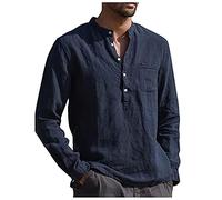 Rosennie Jeanshemd Herren Revers Einfarbiges Knopfleiste Freizeithemd Mit Brusttasche Langarm Hemd Baumwoll Leinen T Shirt Muskelshirts Herren Freizeithemd Sommerhemd Henley Shirt Langarmshirt