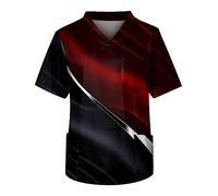 Rosennie Langarmshirt Herren Bundeswehr T-Shirt Unterhemden V-Ausschnitt Musterdruck Bunte Kasacks Pflege Kurzarm Schlupfkasack Mit Taschen Locker T Shirt Schwarz Weiß Gestreiftes Shirt (Wein, M)