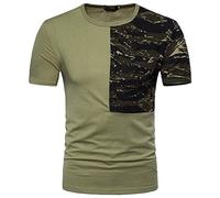 Rosennie Muscle Shirt Herren Herren Hemd Kurzarm Weiß T-Shirt Herren Rundhals Camouflage Druck Muskelshirts Kurzarm Slim Fit Gym T Shirt Regular Fit Fitness Shirt T-Shirt Weiß (Grün, XXL)