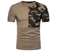 Rosennie Oversize Shirt Herren Hemd Herren Sommer Compression Shirt Rundhals Camouflage Druck Muskelshirts Kurzarm Slim Fit Gym T Shirt Regular Fit Fitness Shirt Unterhemd Herren (Khaki, XXL)