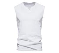 Rosennie Schwarzes Tshirt Herren Herren Hemd Kurzarm Weiß T Shirt Weiß V-Ausschnitt Einfarbiges Gym Tank Top Slim Fit Muskelshirts Ärmellos Sport Tshirts Herren Poloshirts (Weiß, XXL)